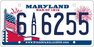 MD license plate 6AD6255