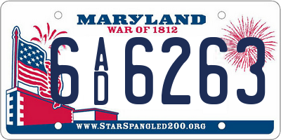 MD license plate 6AD6263