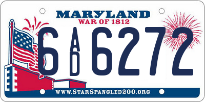 MD license plate 6AD6272