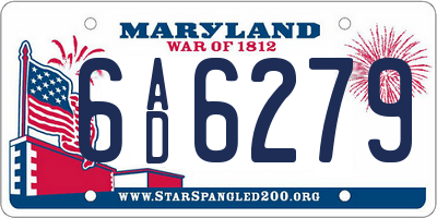 MD license plate 6AD6279