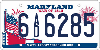 MD license plate 6AD6285