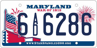 MD license plate 6AD6286