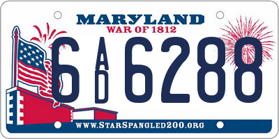 MD license plate 6AD6288