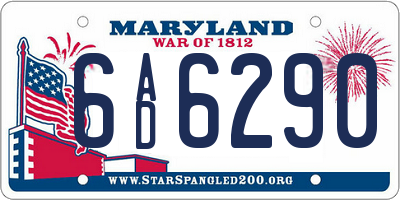 MD license plate 6AD6290