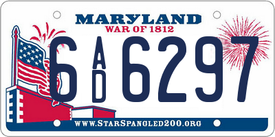 MD license plate 6AD6297