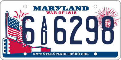 MD license plate 6AD6298