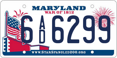 MD license plate 6AD6299