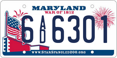 MD license plate 6AD6301