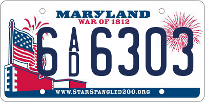 MD license plate 6AD6303