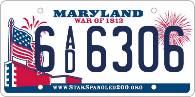 MD license plate 6AD6306