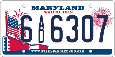 MD license plate 6AD6307
