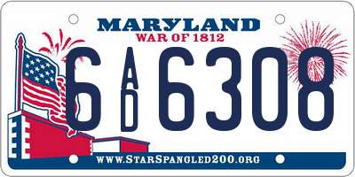MD license plate 6AD6308