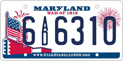 MD license plate 6AD6310