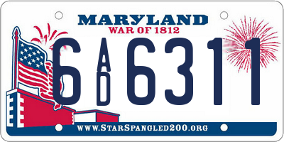 MD license plate 6AD6311