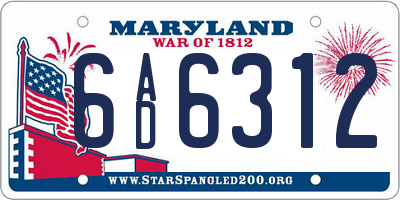 MD license plate 6AD6312