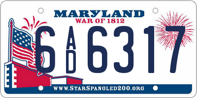 MD license plate 6AD6317