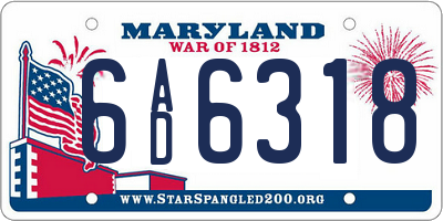 MD license plate 6AD6318