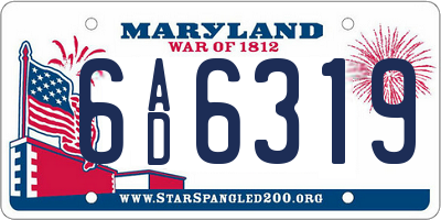 MD license plate 6AD6319