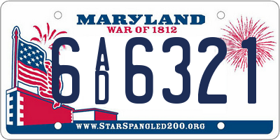 MD license plate 6AD6321