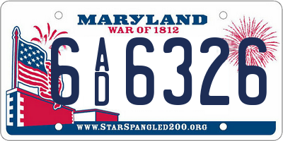 MD license plate 6AD6326