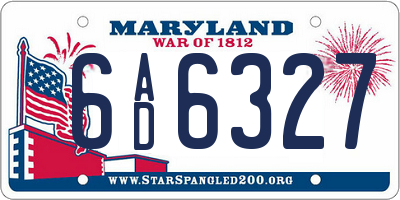MD license plate 6AD6327