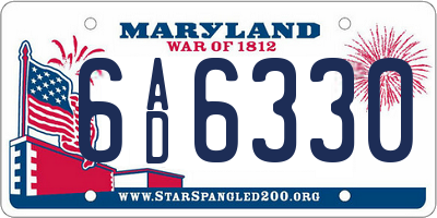 MD license plate 6AD6330