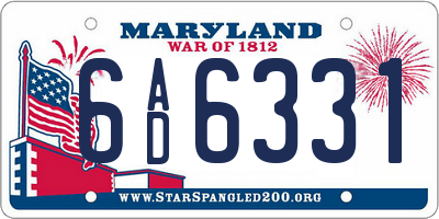MD license plate 6AD6331