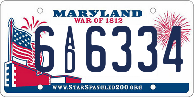 MD license plate 6AD6334