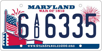 MD license plate 6AD6335