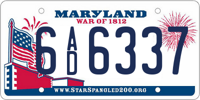MD license plate 6AD6337