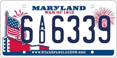 MD license plate 6AD6339