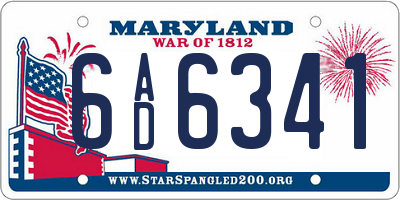 MD license plate 6AD6341