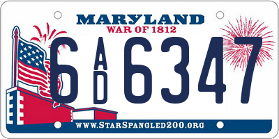 MD license plate 6AD6347