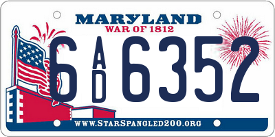 MD license plate 6AD6352