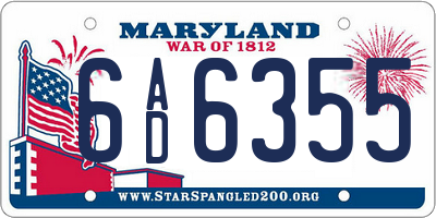 MD license plate 6AD6355