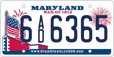 MD license plate 6AD6365