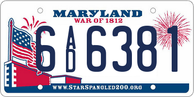 MD license plate 6AD6381
