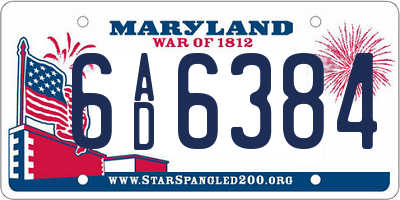 MD license plate 6AD6384