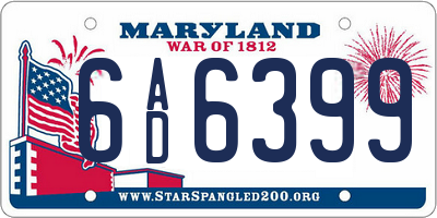 MD license plate 6AD6399