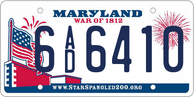 MD license plate 6AD6410