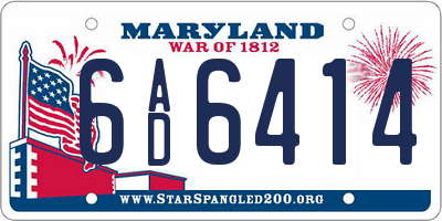 MD license plate 6AD6414