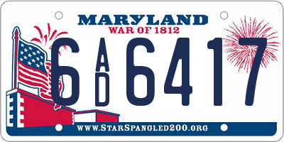 MD license plate 6AD6417