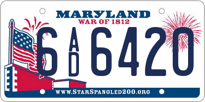 MD license plate 6AD6420