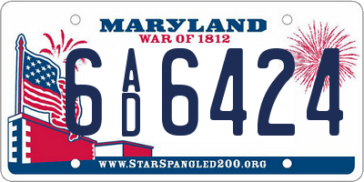 MD license plate 6AD6424