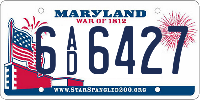 MD license plate 6AD6427