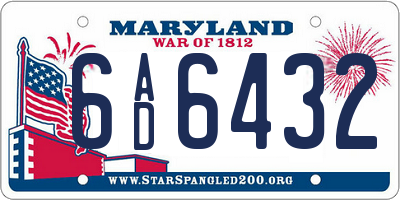 MD license plate 6AD6432