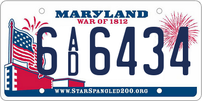 MD license plate 6AD6434