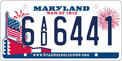MD license plate 6AD6441