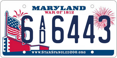 MD license plate 6AD6443