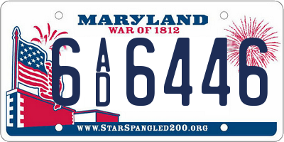 MD license plate 6AD6446